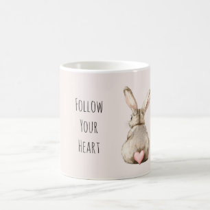 Taza De Café Conejo Corazón de Conejito Rosado