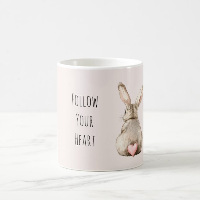 Taza De Café Conejo Corazón de Conejito Rosado (Centro)