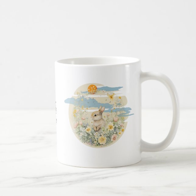 Taza De Café Conejo Cuto con texto personalizado (Derecha)