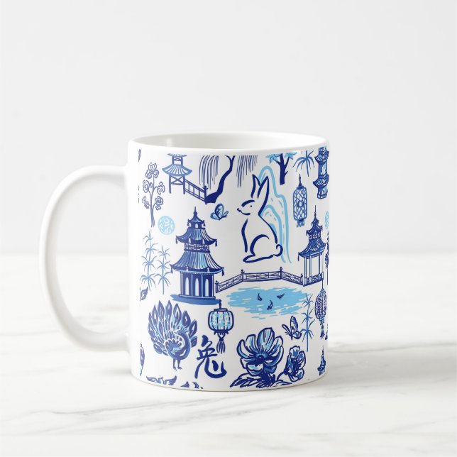 Taza De Café Conejo de Año Nuevo Lunar Chinoiserie Mug (Izquierda)