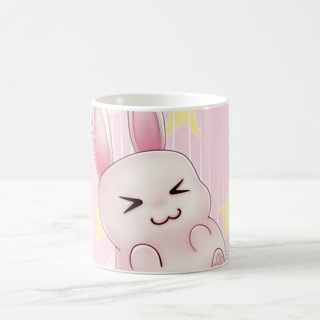 Taza De Café Conejo de conejito rosado lindo de Kawaii que cae (Centro)