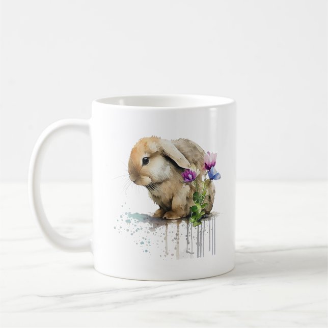 Taza De Café Conejo de conejo con flores (Izquierda)