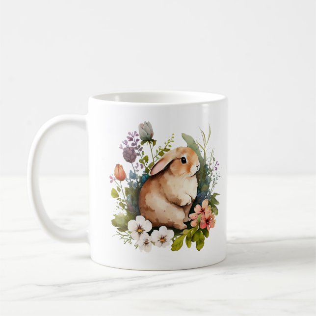 Taza De Café Conejo de conejo de bebé en flor (Izquierda)