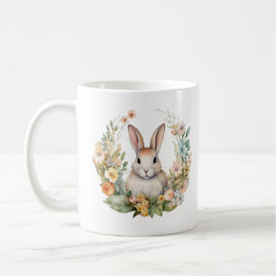 Taza De Café Conejo de conejo de conejo marrón claro/tan con fl