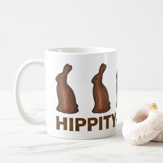 Taza De Café Conejo de conejo de pasamanos de pascua de chocola (Con donut)