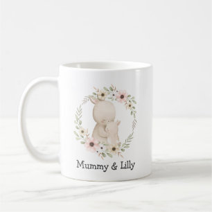 Taza De Café Conejo de Mama y Bebé - Familia Personalizada