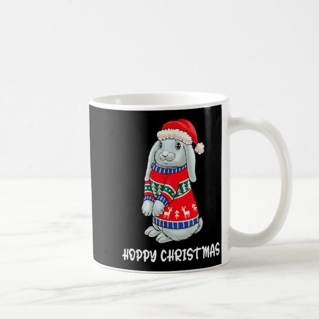Taza De Café Conejo de Navidad Alegre Suéter de Navidad Conejo  (Derecha)