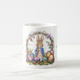 Taza De Café Conejo de Pascua clásico huevos de Pascua