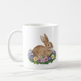 Taza De Café Conejo de Pascua con FLowers