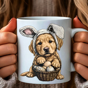 Taza De Café Conejo de Pascua de Cachorro Retriever Dorado