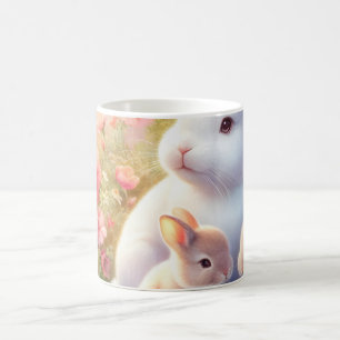 Taza De Café Conejo de Pascua de primavera Familia Floral Jardí