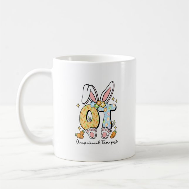 Taza De Café Conejo de Pascua de Terapia Ocupacional OT OTA Pri (Izquierda)