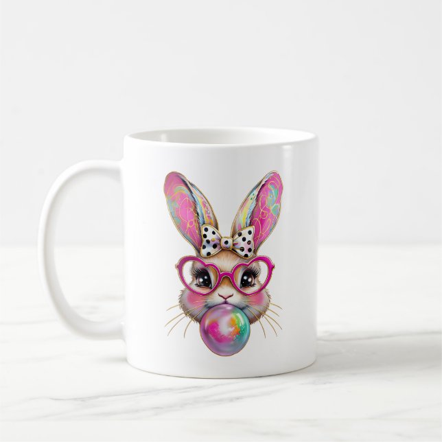 Taza De Café Conejo de Pascua Feliz Coqueta Pincelada de Pascua (Izquierda)