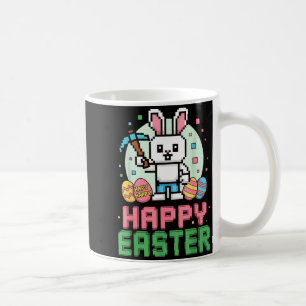 Taza De Café Conejo de Pascua feliz jugador de píxeles gaming 