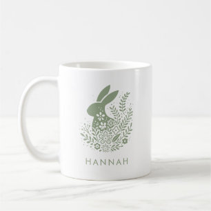Taza De Café Conejo de Pascua Floral Personalizado