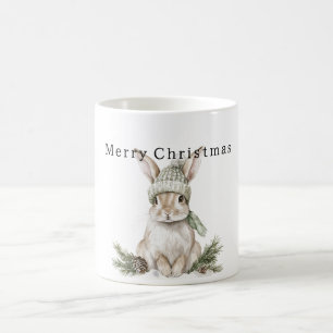 Taza De Café Conejo de Pascua Gorro Verde Navidad
