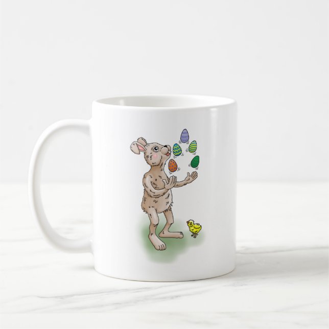 Taza De Café Conejo de Pascua haciendo malabares (Izquierda)