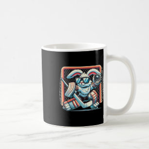 Taza De Café Conejo de Pascua Jugando Hockey Portero Conejo Niñ