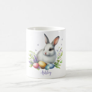 Taza De Café Conejo de Pascua Personalizado Acuarela