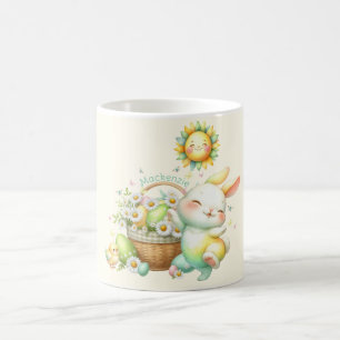 Taza De Café Conejo de Pascua Personalizado Acuarela