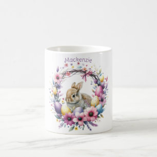 Taza De Café Conejo de Pascua Personalizado Acuarela