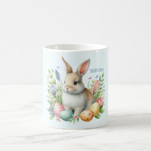 Taza De Café Conejo de Pascua Personalizado Acuarela