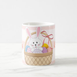 Taza De Café Conejo De Pascua Rosado Y Blanco