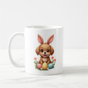Taza De Café Conejo de Pascua Vintage Perro Cachorro Ilustració