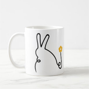 Taza De Café Conejo de una línea con flor amarilla