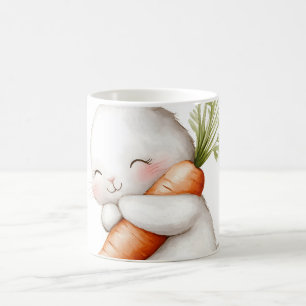 Taza De Café Conejo esponjoso acuarela amor zanahoria