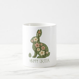 Taza De Café Conejo Floral y Huevos de Naturaleza – Vibraciones