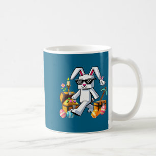 Taza De Café Conejo Gafas de sol Huevos de conejo Feliz Pascua