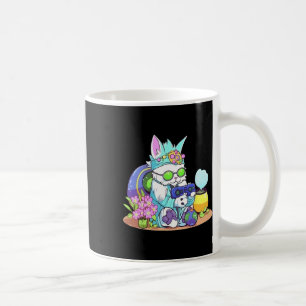 Taza De Café Conejo Gato de Pascua Divertido Jugador de Videoju