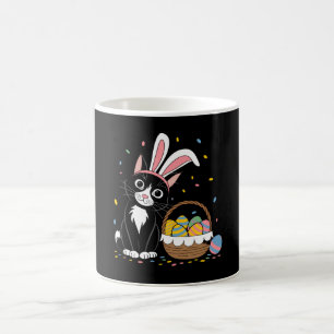 Taza De Café Conejo Gato Negro Pascua Tuxedo Orejas de Conejo H