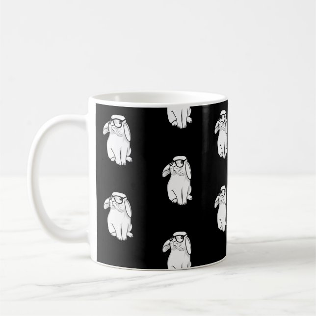 Taza De Café Conejo Hipster Conejo Divertido Conejo Con Anima C (Izquierda)