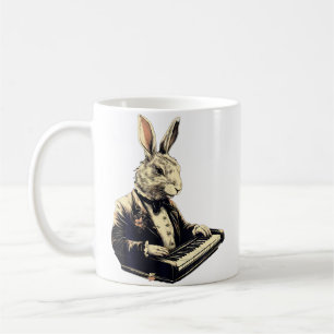 Taza De Café Conejo Lindo Conejito Tocando Piano Conejos Músico