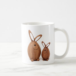 Taza De Café Conejo lindo de Pascua de madera