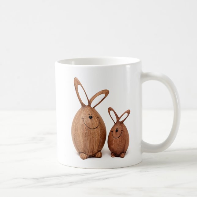 Taza De Café Conejo lindo de Pascua de madera (Derecha)