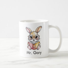 Taza De Café Conejo Lindo Leyendo un Libro Personalizado