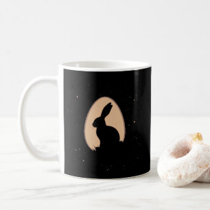 Taza De Café Conejo minimalista de Pascua en forma de huevo