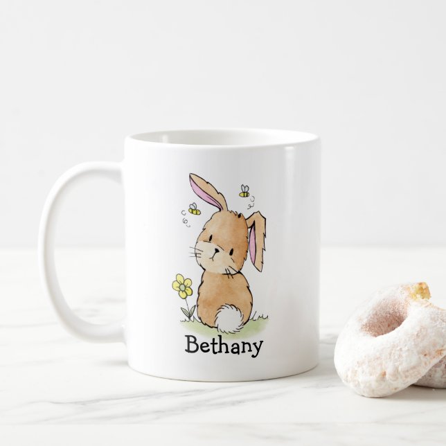 Taza De Café Conejo Personalizado con Abejas (Con donut)