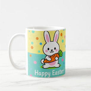 Taza De Café Conejo personalizado con puntos de polka de zanaho