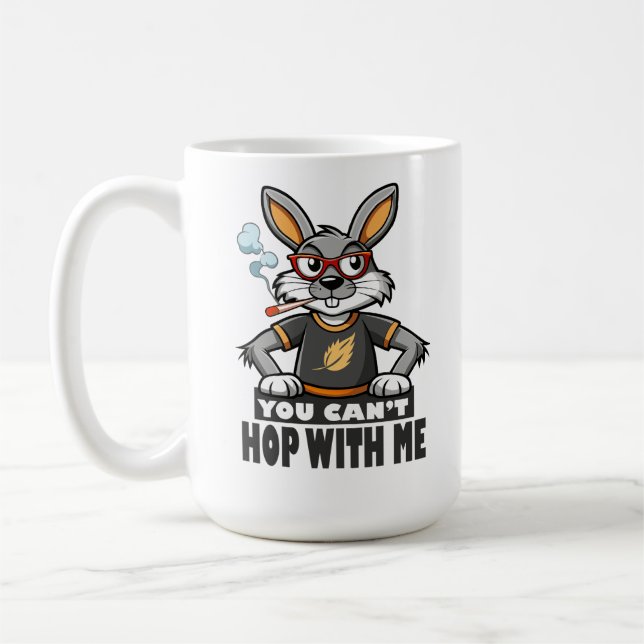 Taza De Café Conejo Personalizado Edgy con gafas y cigarrillos (Izquierda)