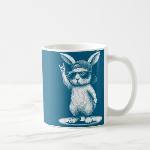 Taza De Café Conejo retro rock música conejo hombres niños muje