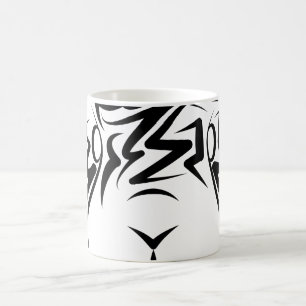 Taza De Café Conejo tribal blanco y negro