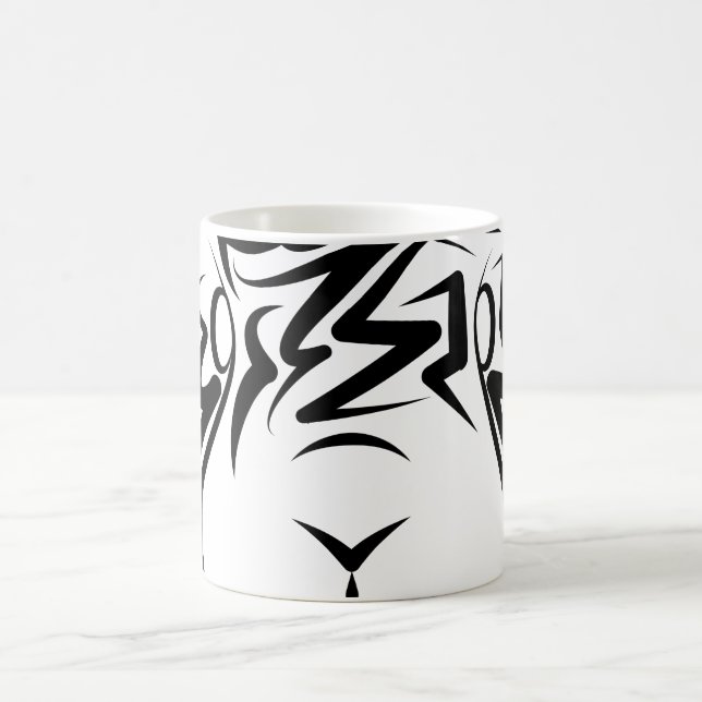 Taza De Café Conejo tribal blanco y negro (Centro)
