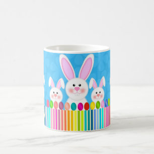 Taza De Café Conejo y huevos de Pascua coloridos