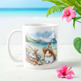 Taza De Café Conejos acuáticos de verano en la playa