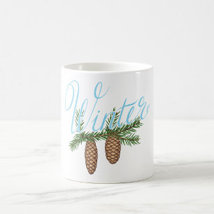 Taza De Café Cones De Pino De Invierno