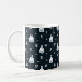 TAZA DE CAFÉ CONEXIONES DE BUNNY AZUL Y BLANCO DE INVIERNO